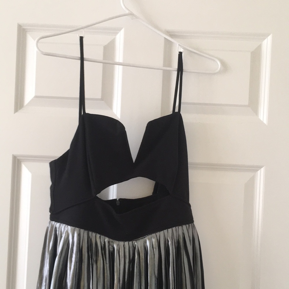 Free People metallic midi dress with front cutout